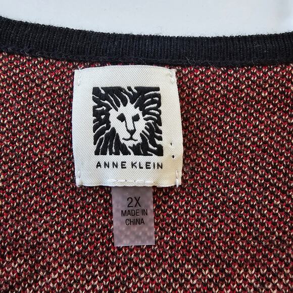 Anne Klein Jacket Women's 2X Black Red Tan Plaid Classic Career Preppy Old Money - Picture 4 of 12